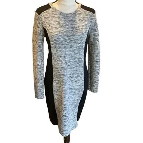 Athleta Color Block Cooldown Workout MIDI-Dress Black, Grey Women Size Small - Picture 2 of 11